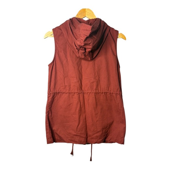 Zenana Outfitters Hooded Utility Vest Drawstring Pockets Zip Women Size Small - Picture 8 of 11